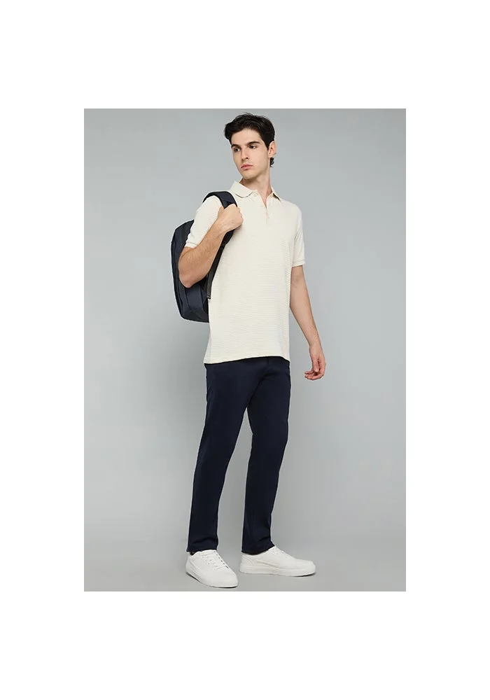 أر أند بي Solid Slim Fit Pants with Button Closure