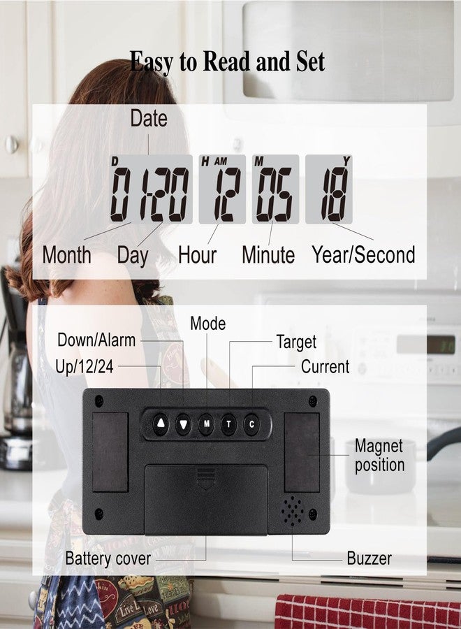 Jayron Reusable and Magnet Countdown Timer 9999 Days Digital Alarm Loud Clock Bedside Reminder, Kitchen Countdown Timer for Event Reminder Baby Retirement Cooking Pregnancy Wedding Christmas (Blue) - Image 3