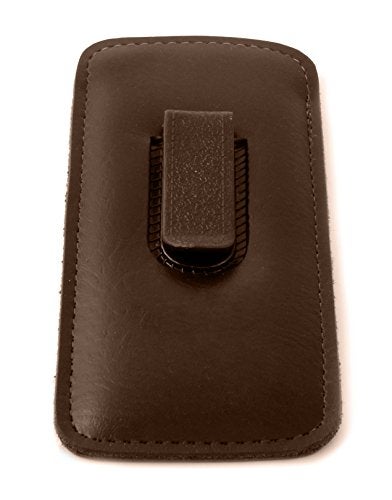 Calabria Slim Eye Glasses Case w/Clip Soft Faux Leather Brown Men Women Eyeglass Pouch Slip-In Eyewear Sunglass Storage Bag - Image 5