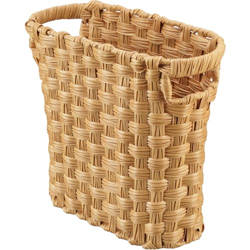 NiOffice Wicker Waste Basket with Built-in Handles, Multifunctional Mini Basket for Home and Office, Compact Design and Durable Construction with Fine Artisanal Craftsmanship - Image 1