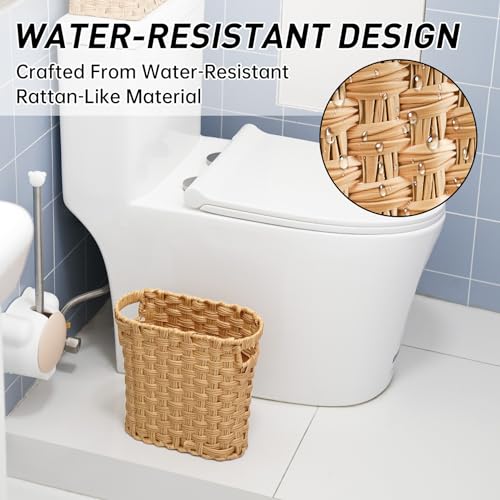 NiOffice Wicker Waste Basket with Built-in Handles, Multifunctional Mini Basket for Home and Office, Compact Design and Durable Construction with Fine Artisanal Craftsmanship - Image 2