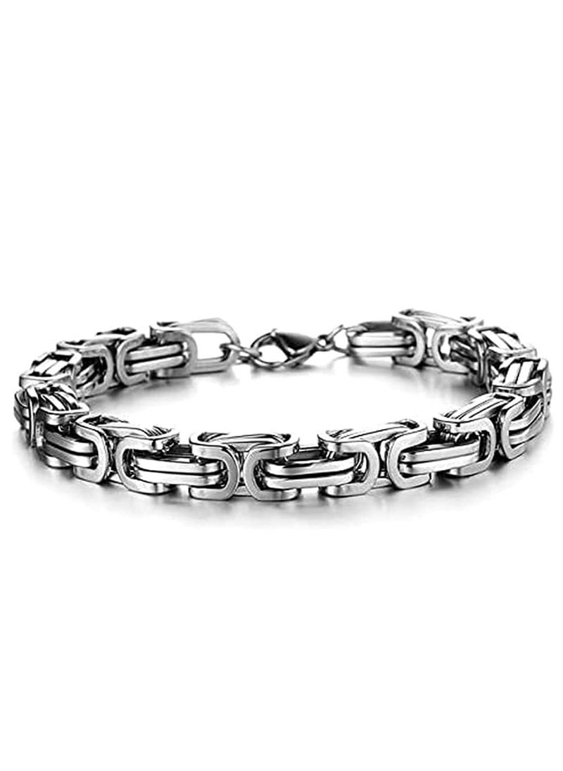 Fayrouz Jewellery - Men's Stainless Steel Byzantine Chain Bracelet - Image 1