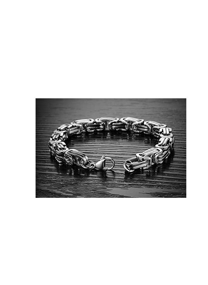 Fayrouz Jewellery - Men's Stainless Steel Byzantine Chain Bracelet - Image 1