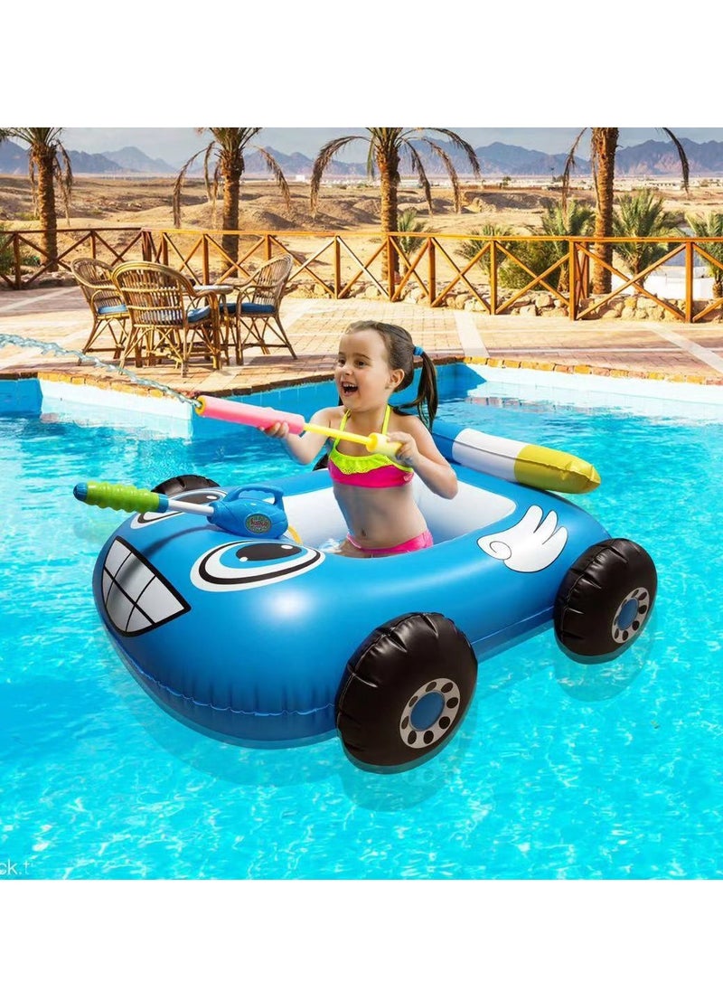 null - Pink Car Shaped Baby Float Swimming Pool Toddler Floaties Inflatable Outdoor Swimming Ring Seat with Inflatable Canopy Shark Infant Pool Float 2-6 Years - Image 1
