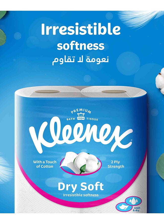 Kleenex ورق تواليت كلينكس جاف ناعم، 2 طبقة، 40 لفة × 200 ورقة، ورق حمام مزخرف بلمسة من القطن - Image 2