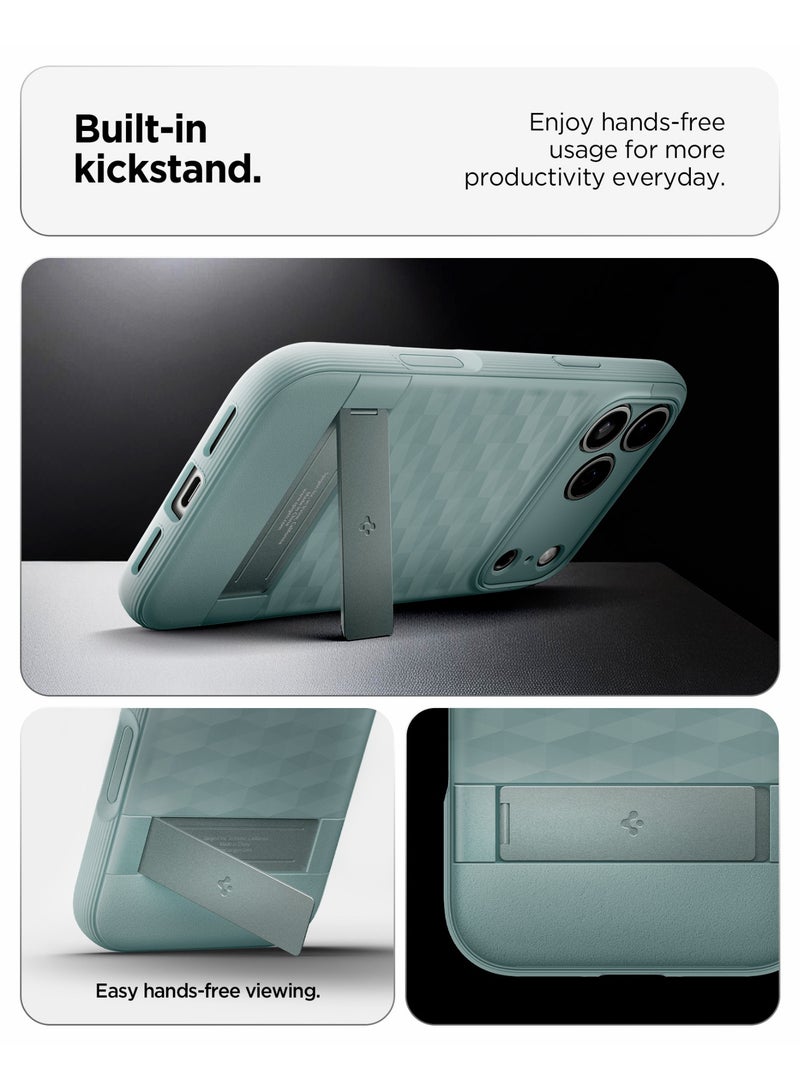 Spigen غطاء حماية Parallax S MagFit لجهاز iPhone 17 Pro MAX متوافق مع MagSafe [مع حامل مدمج] - أخضر حكيم - Image 4