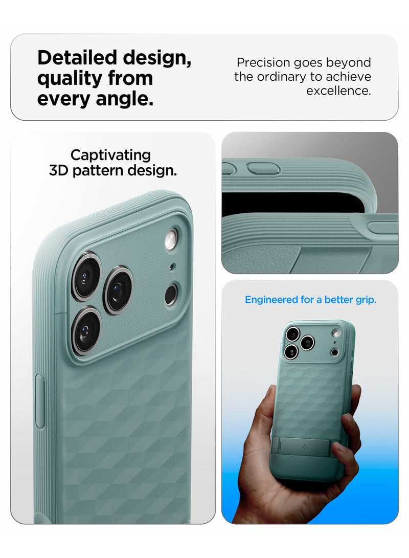 Spigen غطاء حماية Parallax S MagFit لجهاز iPhone 17 Pro MAX متوافق مع MagSafe [مع حامل مدمج] - أخضر حكيم - Image 3