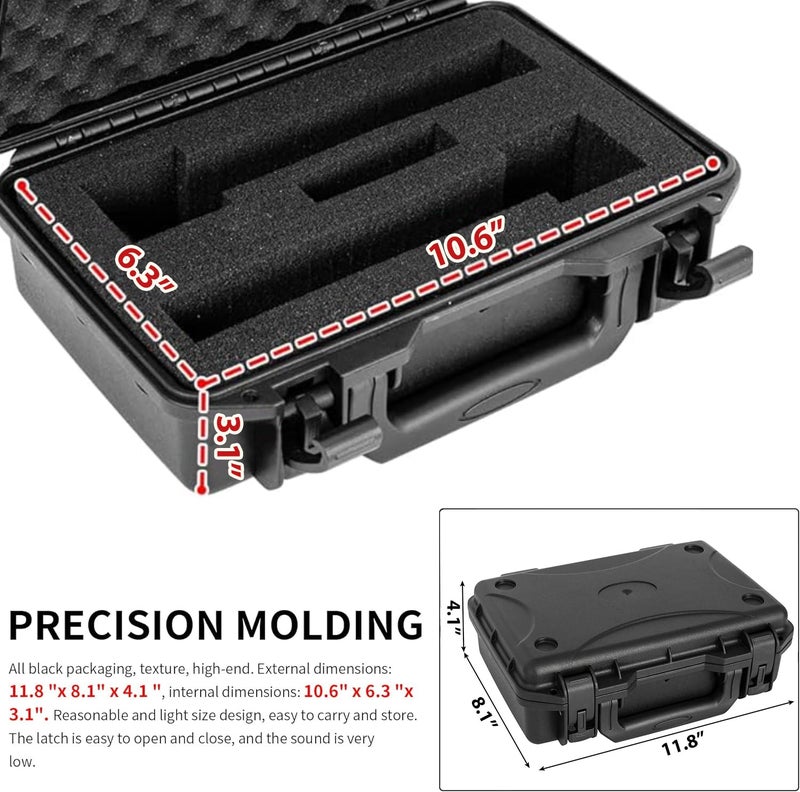 TORIBIO Wireless Microphone Case, Hard Carrying Case with Customizable Foam, Portable Storage Case, IP67 Waterproof Anti-fall Box, Equipment Protector Case for Travel Outing, 11.6"x8.1"x4", Black - Image 2