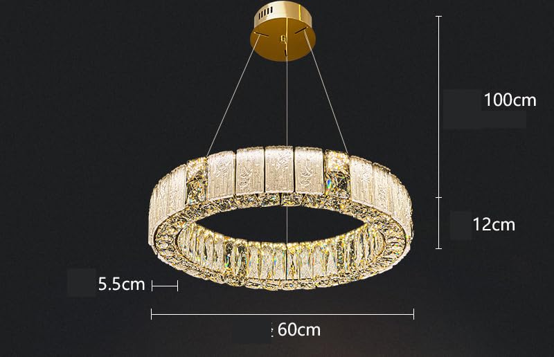 CITRA 600 MM Crystal Golden LED Ring Chandelier Light for Living Room Round Dining Room - Warm White - Image 3