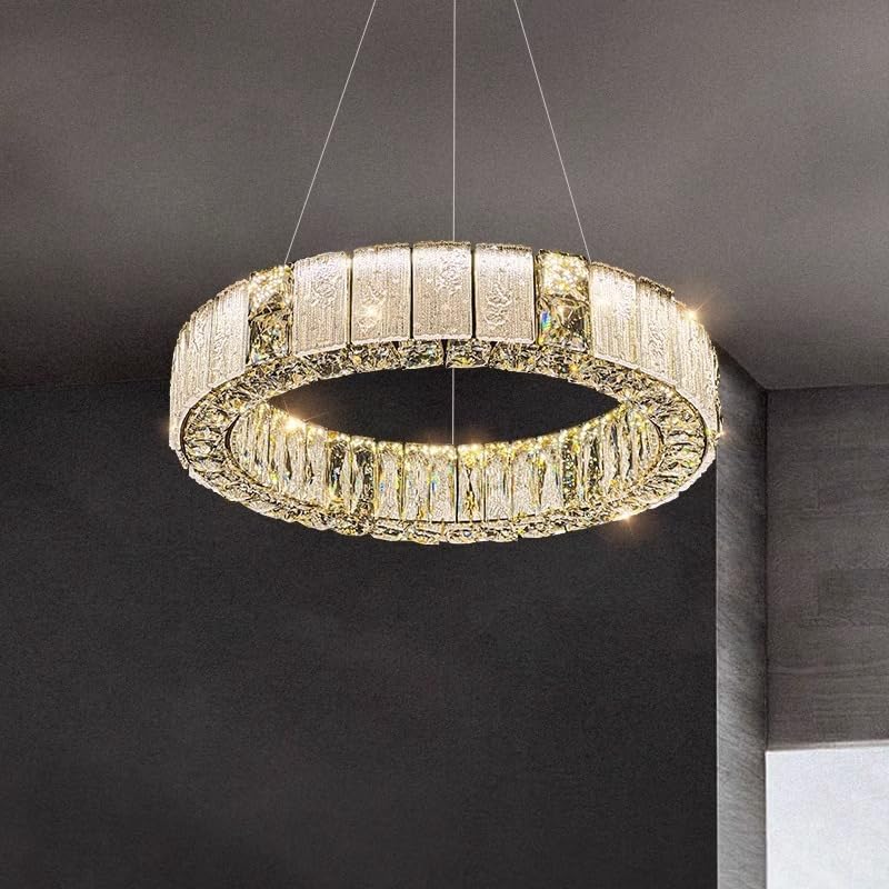 CITRA 600 MM Crystal Golden LED Ring Chandelier Light for Living Room Round Dining Room - Warm White - Image 5