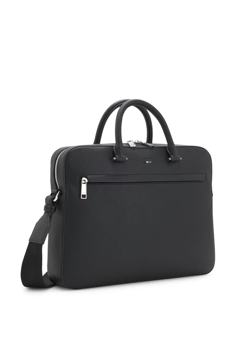 BOSS Black Grained faux-leather document case with signature-stripe trim for Men | Best Price UAE