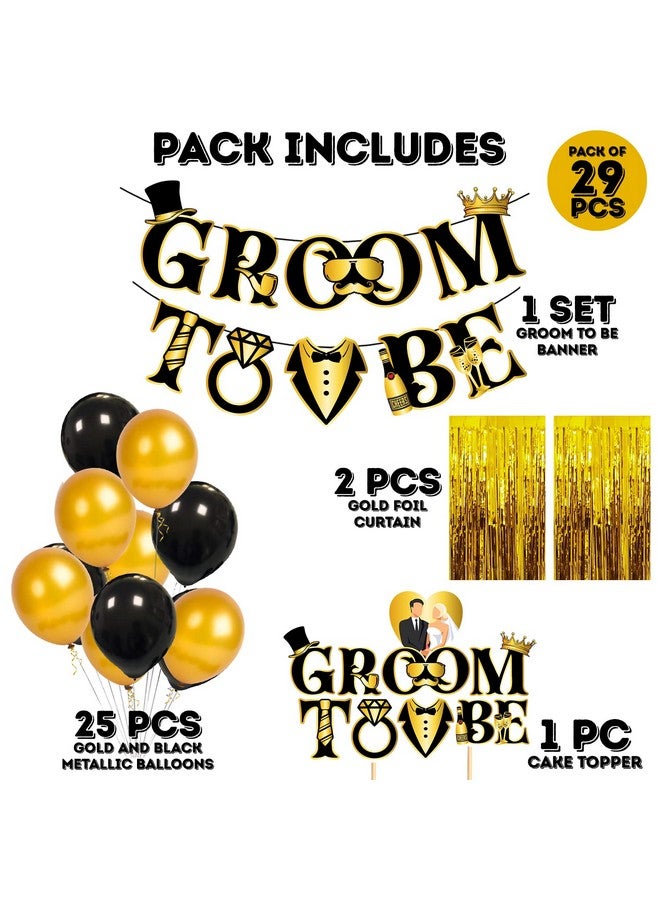 Zyozique Bachelor Party Decorations, Groom To Be Decorations, Groom To Be Cake Topper and Paper Banner,Bridal Shower Future Groom Future Mr Pre-Wedding Party Decorations Supplies Favors (Pack of 29) - Image 2
