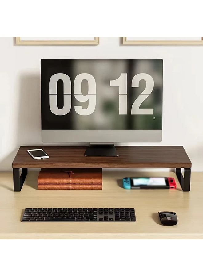 15.75 بوصة حامل شاشة خشبي باللون البني مع قوسين حديديين وورقة مضادة للانزلاق وسهل التجميع - Image 4