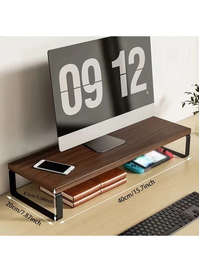 15.75 بوصة حامل شاشة خشبي باللون البني مع قوسين حديديين وورقة مضادة للانزلاق وسهل التجميع - Image 3