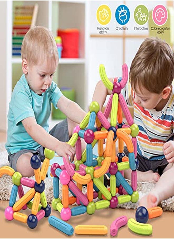 Magnetic Balls and Rods Set,88 PCS Magnetic Building Sticks Blocks Toys,Magnetic Balls for Kids,Magnetic Sticks and Balls Building Set，Educational STEM Magnet Toys Gift for Boys Girls Age 3+  - Image 2
