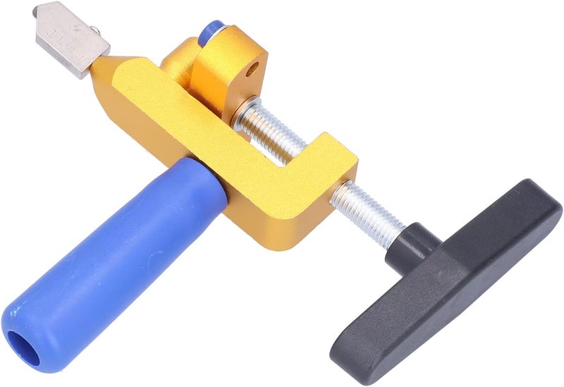 Manual Glass Tile Cutter, Aluminum Alloy Hand Glass Mirror Cutting Tool, Labor Saving T Shaped Handle for Home DIY, Glass Ceramic Tile Cutter with 4 Gaskets and 2 Alloy Cutter Head - Image 3