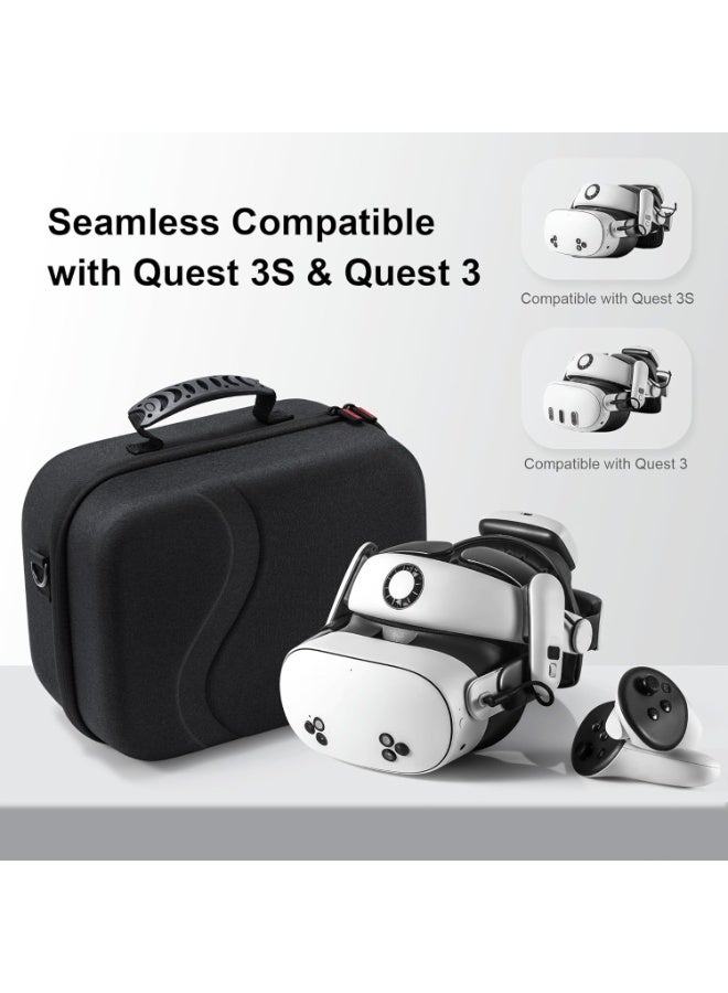 Case for Quest 3S, black, Plenty of space  Portable Case For Quest 3S, Protective Case Travel Case For Quest 3S Black - Image 2