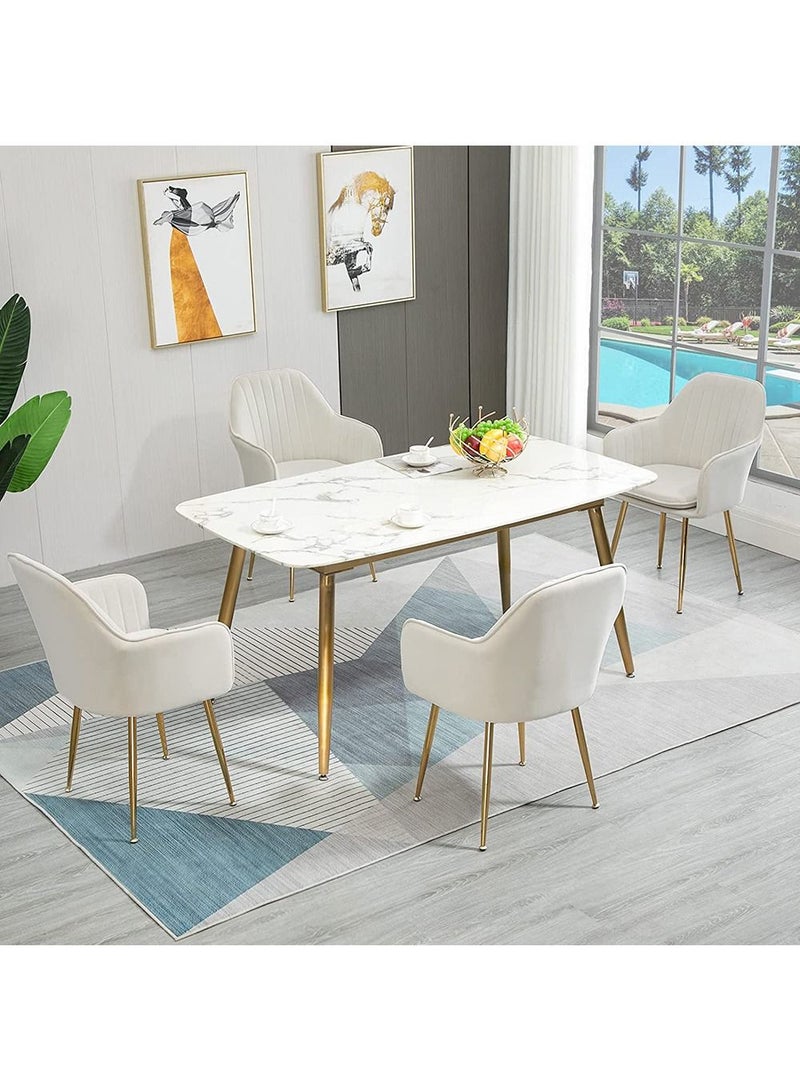 MAPLE HOME DECORATION Maple Home Modern Accent Arm Chairs Living Dining Room Velvet Mid-Century Upholstered Seat Golden Legs  - Image 4