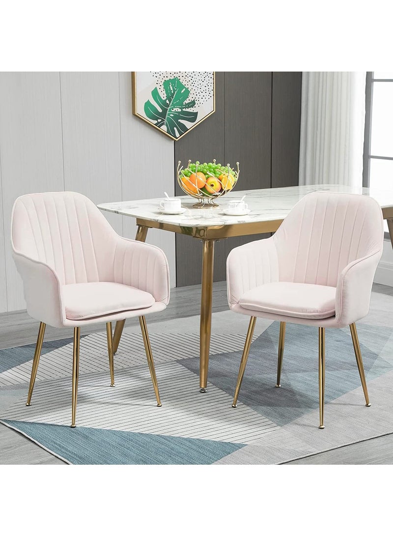 MAPLE HOME DECORATION Maple Home Modern Accent Arm Chairs Living Dining Room Velvet Mid-Century Upholstered Seat Golden Legs  - Image 3