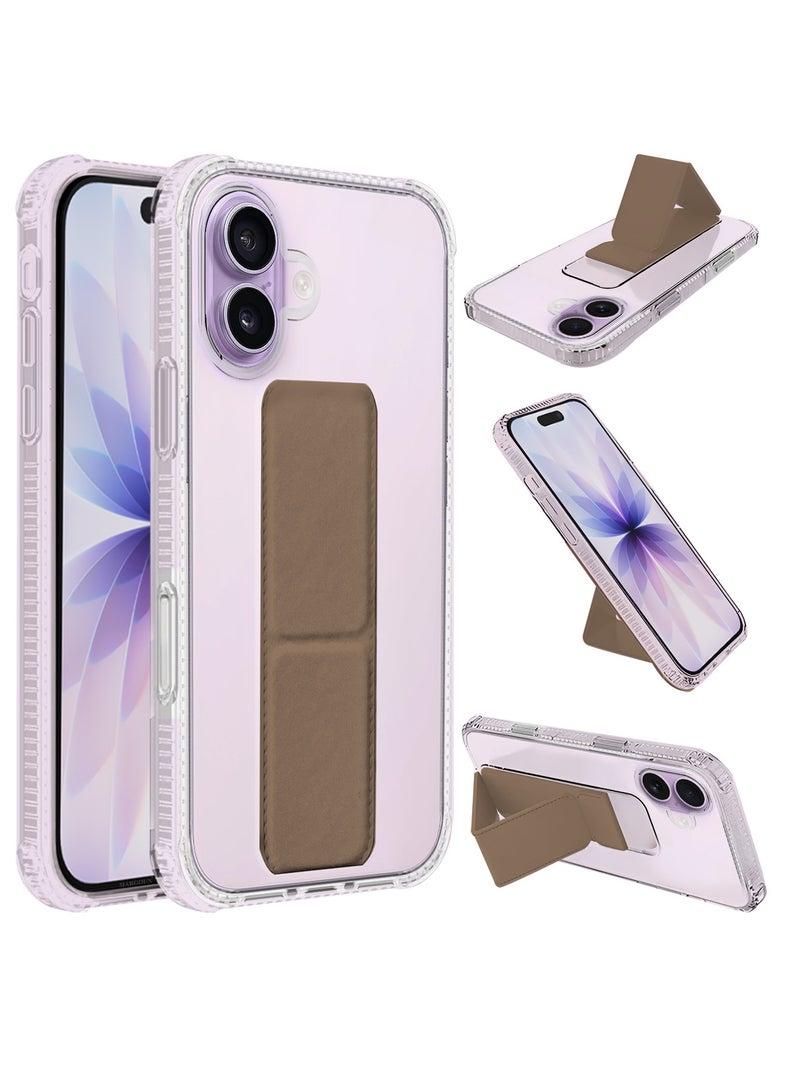 CATANES 3 Packs Finger Grip Clear Case Cover for iPhone 17- Kickstand Car Magnetic Holder Multi-function Protective Two-in-one Case with Two Privacy Screen Protectors - Golden - Image 2