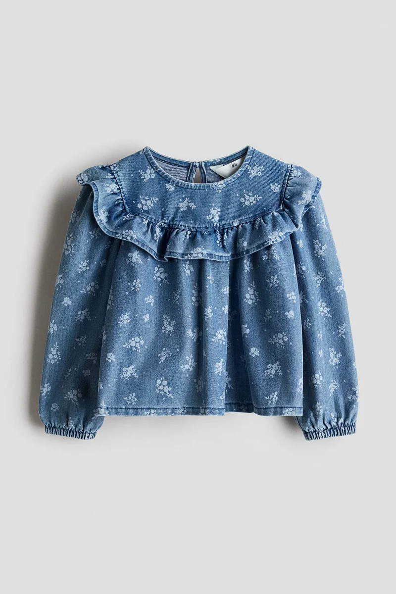 H&M Flounced denim-look blouse