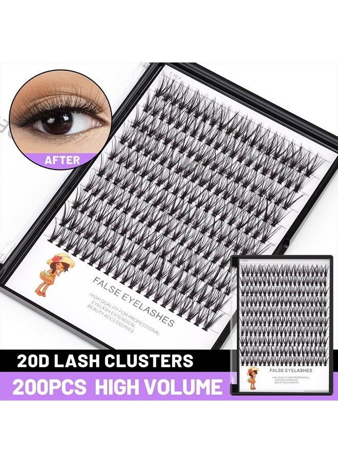 Bodermincer 20D 8-20mm To Choose 8-10-12-14mm MIX/14-16-18-20mm MIX rofessional Makeup Individual Cluster Eyelashes Grafting Fake False Eyelashes Eyelash Extension Individual Eyelash Bunche (20D-12mm)  - Image 2