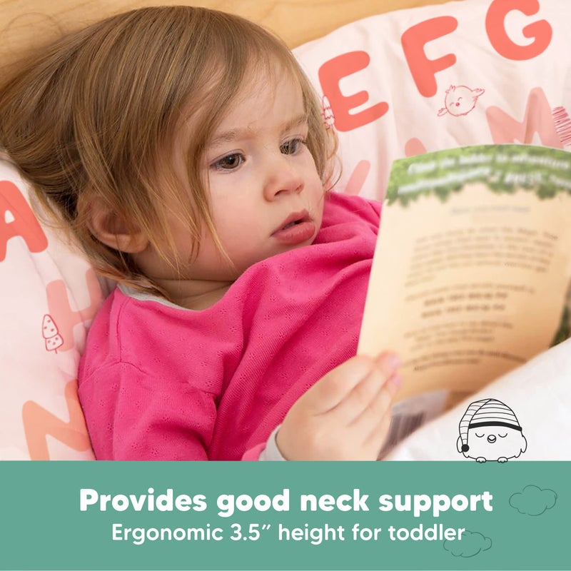 KeaBabies Toddler Pillow with Pillowcase - 13x18 My Little Dreamy Kids Travel Bed Pillows for Sleeping, Organic Cotton Small Pillowcase, Soft & Breathable, Machine Washable,Toddlers 2-5 years old(KeaABC Sakura) - Image 5