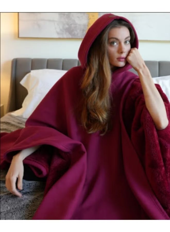 2-PACKS 125cm Thickened Warm Shawl Blanket, Oversized Hoodie,Suitable forHome and Office Use, Unisex—Black/Red - Image 3