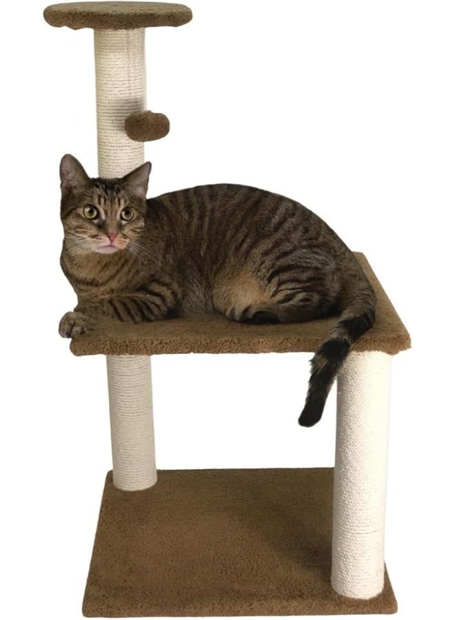 Pets House & Care Cat Tree Tower for Indoor Cats – Multi-Level Climbing Activity Center with Sisal Scratching Posts, Plush Perch & Dangling Toy – 78 cm Height (Brown) - Image 1
