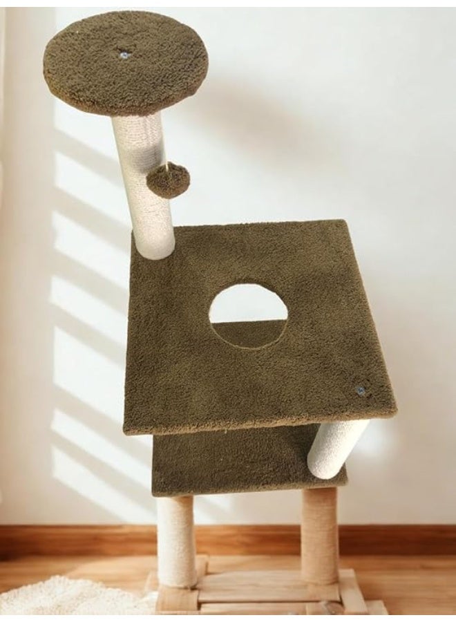 Pets House & Care Cat Tree Tower for Indoor Cats – Multi-Level Climbing Activity Center with Sisal Scratching Posts, Plush Perch & Dangling Toy – 78 cm Height (Brown) - Image 4