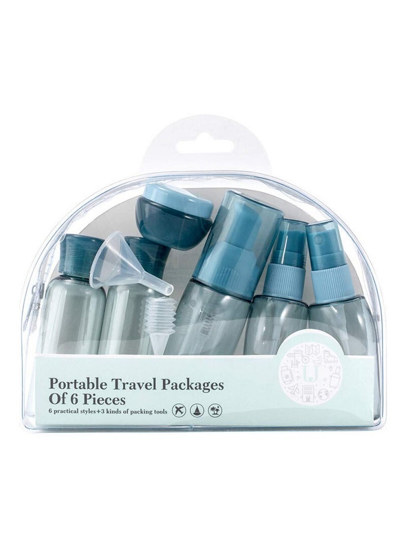 سيوسي 6 حزمة السفر فارغة زجاجة حاوية قابلة لإعادة الشحن ومستحضرات التجميل ومستحضرات التجميل والاكسسوارات المرحاض البلاستيكية ، مع حقيبة السائل مانعة للتسرب ومستحضرات التجميل كيت الذيل - Image 1