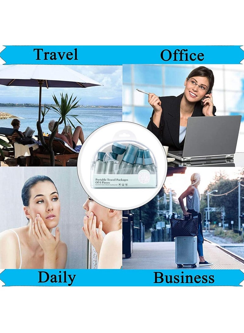 سيوسي 6 حزمة السفر فارغة زجاجة حاوية قابلة لإعادة الشحن ومستحضرات التجميل ومستحضرات التجميل والاكسسوارات المرحاض البلاستيكية ، مع حقيبة السائل مانعة للتسرب ومستحضرات التجميل كيت الذيل - Image 3