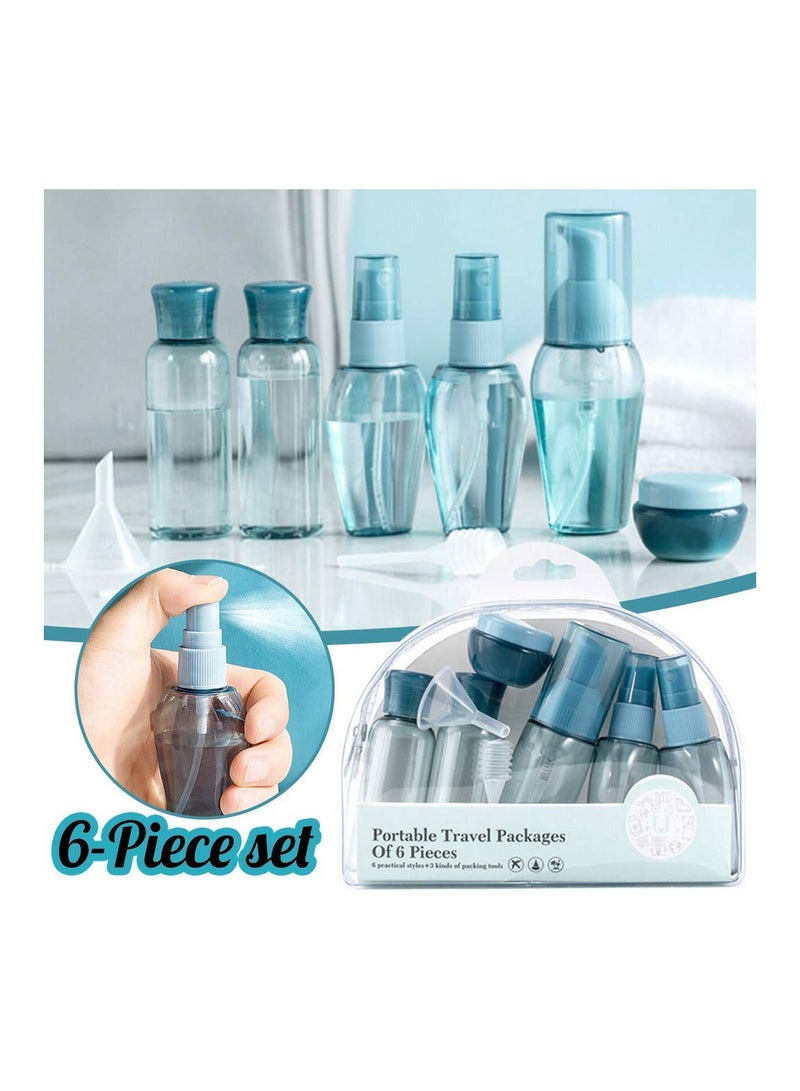 سيوسي 6 حزمة السفر فارغة زجاجة حاوية قابلة لإعادة الشحن ومستحضرات التجميل ومستحضرات التجميل والاكسسوارات المرحاض البلاستيكية ، مع حقيبة السائل مانعة للتسرب ومستحضرات التجميل كيت الذيل - Image 2