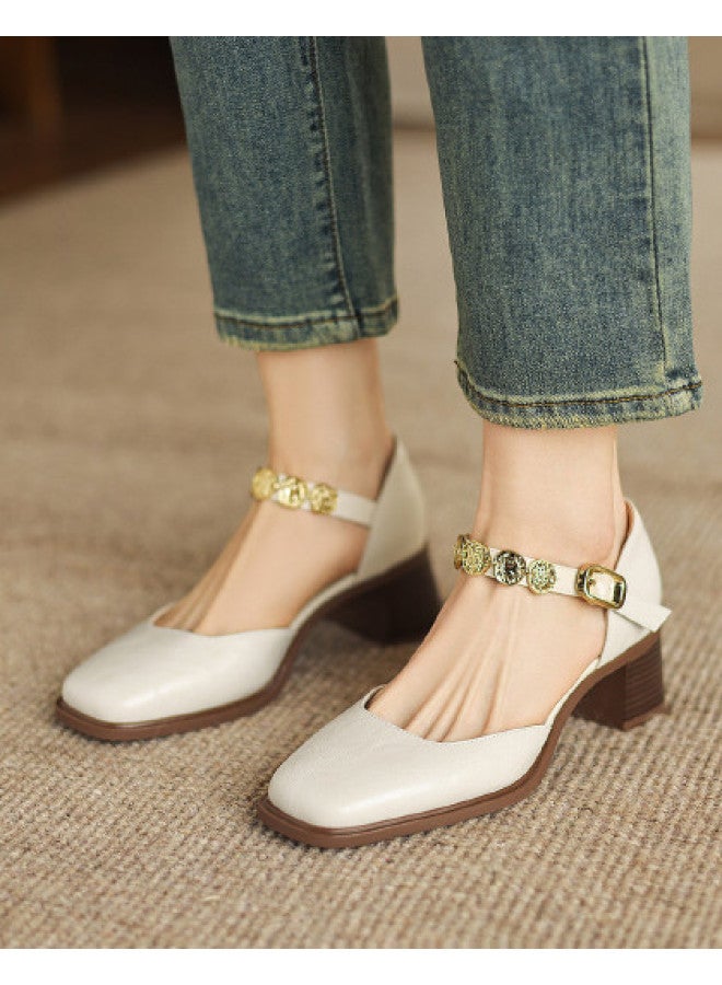 AME Classic Versatile Mary Jane Shoes 2025 New Hollow Out Chunky Heel Pumps For Women, Retro Mary Janes Slimming Design - Image 1