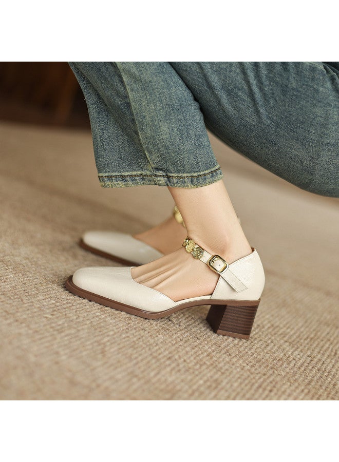 AME Classic Versatile Mary Jane Shoes 2025 New Hollow Out Chunky Heel Pumps For Women, Retro Mary Janes Slimming Design - Image 3