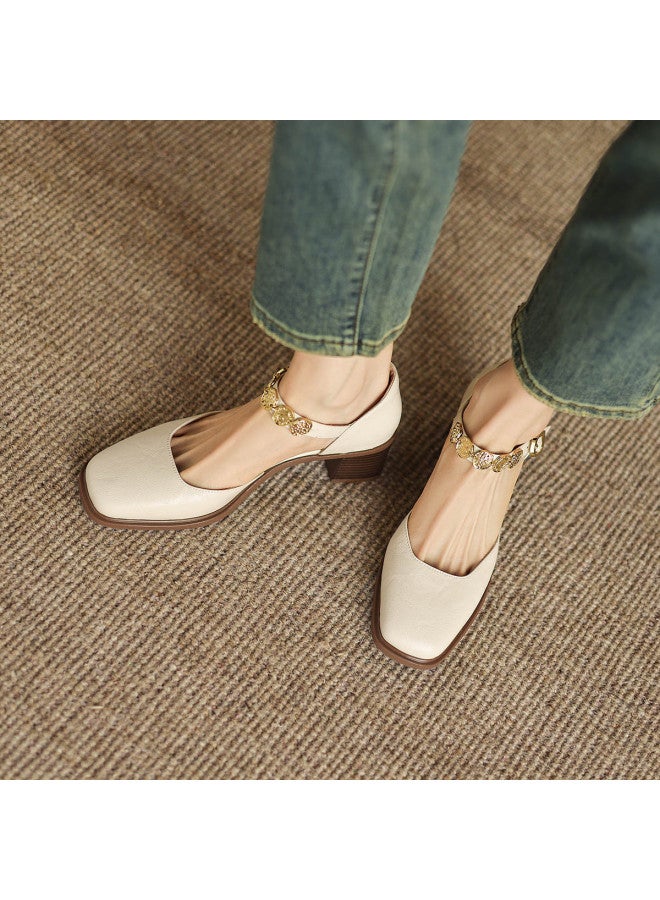 AME Classic Versatile Mary Jane Shoes 2025 New Hollow Out Chunky Heel Pumps For Women, Retro Mary Janes Slimming Design - Image 4