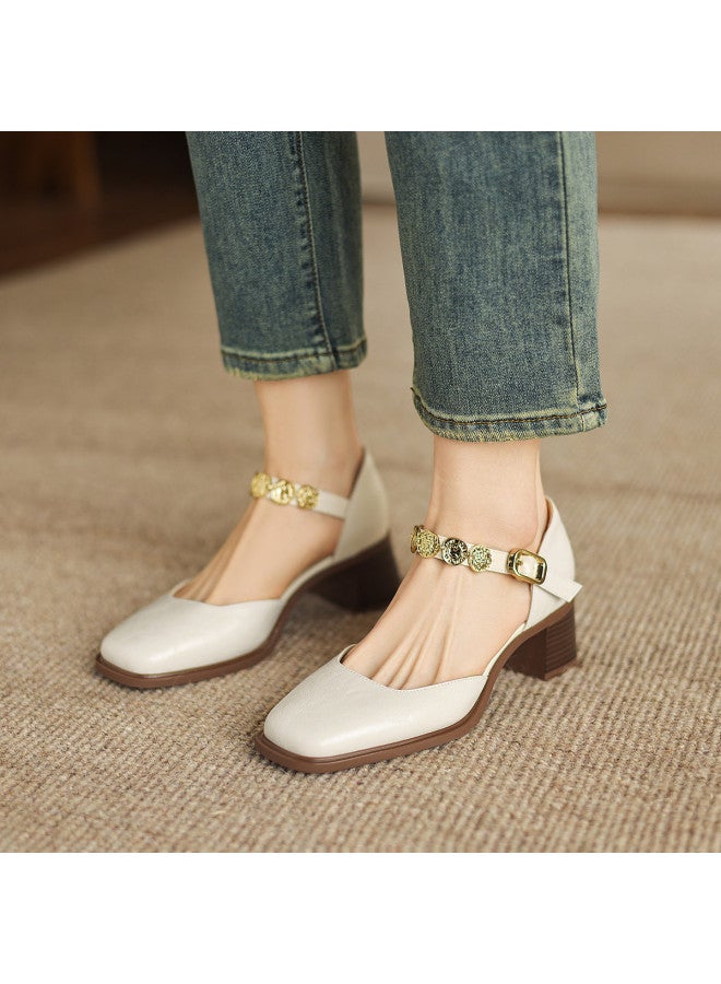 AME Classic Versatile Mary Jane Shoes 2025 New Hollow Out Chunky Heel Pumps For Women, Retro Mary Janes Slimming Design - Image 2