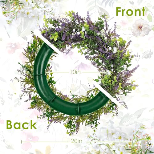 Culudea Lavender Wreaths for Front Door Decor, 20" Artificial Babysbreath Boxwood Wreath Decorations for Spring Summer Home Door Window Outside Wall Indoor Outdoor Porch and Birthday Wedding Party - Image 2