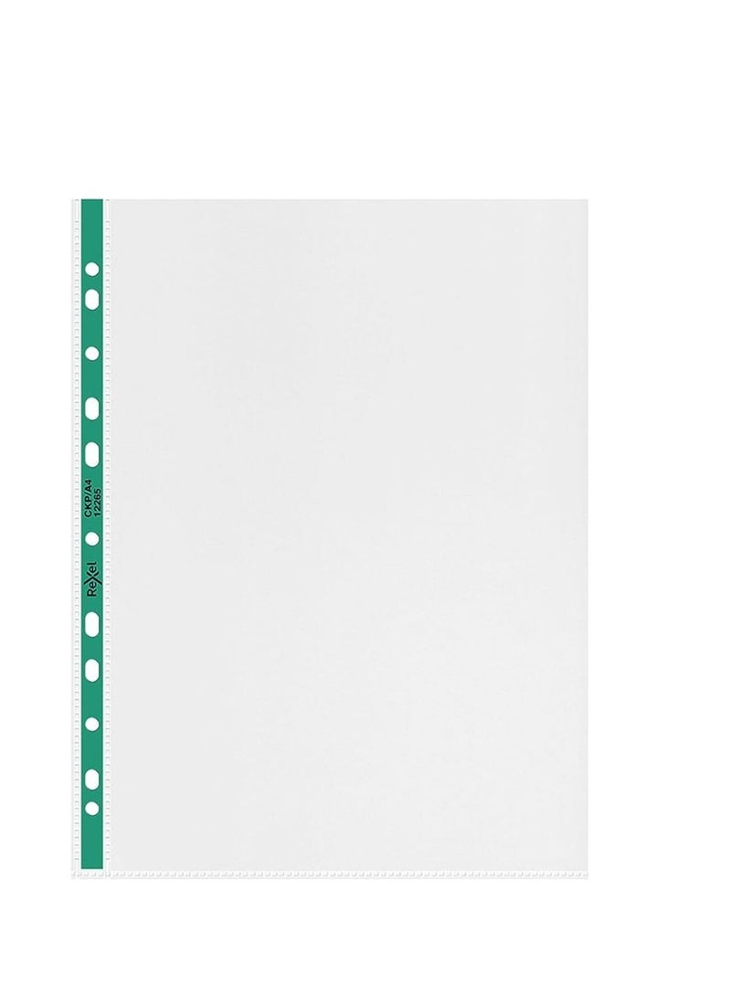 Rexel 50-Piece A4 CKP Pocket Reinforced Sheet Green/Clear - Image 2