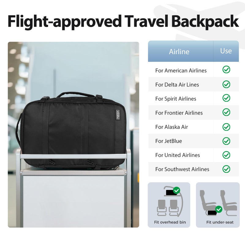 Fmeida Flight Approved Carry On Backpack for Ryanair Fits 14" Laptop - 20L Underseat Airplane Approved Weekender Bag, Anti-Theft Travel Backpack, Personal Item Bag Black - Image 4