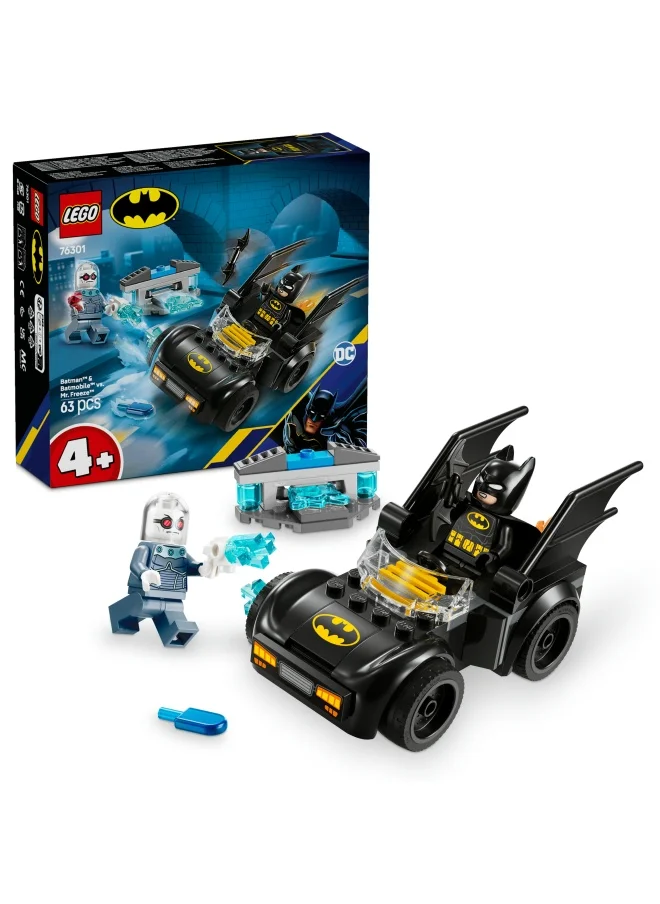 ليغو LEGO DC Batman: Batman & Batmobile vs. Mr. Freeze - Super Hero Car Toy with 2 Minifigures for Fun Role Play - Birthday Gift for 4+ Year Old Boys and Girls 76301