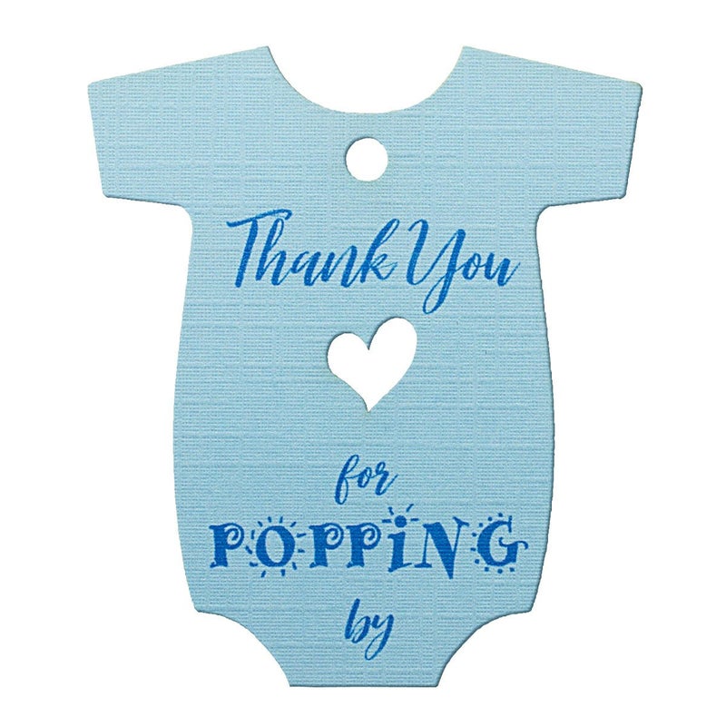 Summer-Ray.com SummerRay 50pcs Blue Baby Onesie Baby Shower Favor Thank You Tags Thank You for Popping by - Image 3