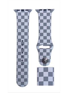 Hi Honey Designer Checkered Watch Band 38mm 40mm 41mm, Soft Silicone Sports band Waterproof Strap Compatible with iWatch Apple Watch Series 1/2/3/4/5/6/se/7/8. Women (Light Grey, 19.9)