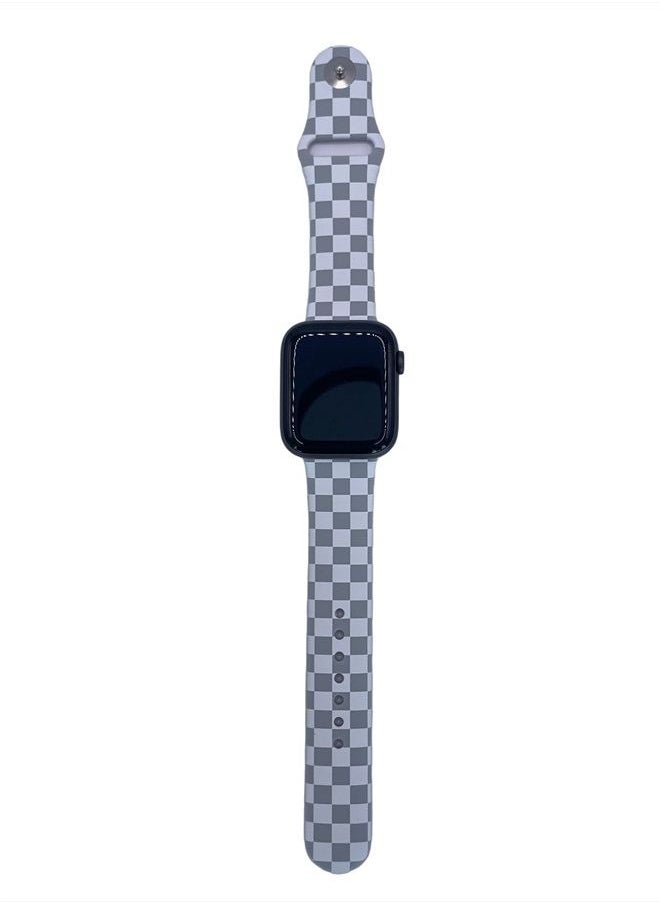 Generic - Hi Honey Designer Checkered Watch Band 38mm 40mm 41mm, Soft Silicone Sports band Waterproof Strap Compatible with iWatch Apple Watch Series 1/2/3/4/5/6/se/7/8. Women (Light Grey, 19.9) - Image 1