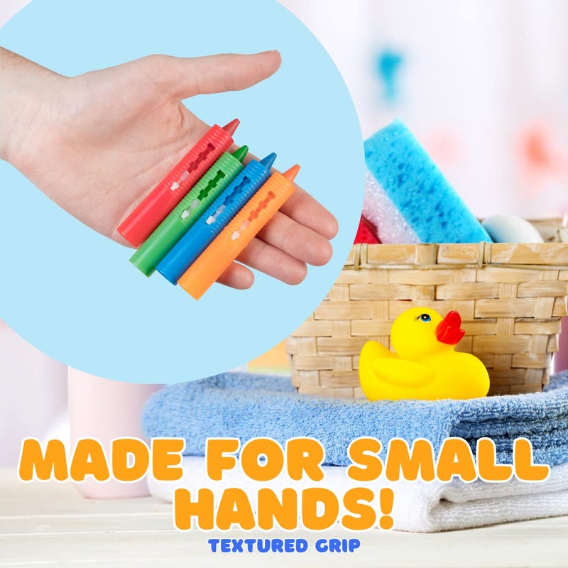 SCS Direct Bath Crayons Super Set - Set of 24 Draw in the Tub Colors with Bathtub Storage Mesh Bag -Non-Toxic, Safe for Children, Won't Disintegrate in Water -Art Project for Kids and Toddlers, Fun Gift for Kids - Image 5