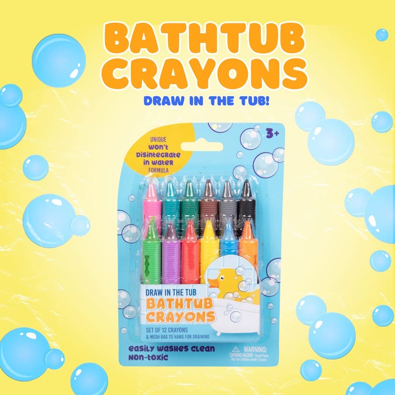 SCS Direct Bath Crayons Super Set - Set of 24 Draw in the Tub Colors with Bathtub Storage Mesh Bag -Non-Toxic, Safe for Children, Won't Disintegrate in Water -Art Project for Kids and Toddlers, Fun Gift for Kids - Image 2