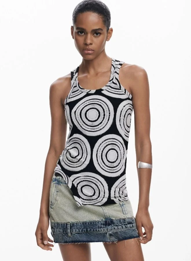 ديسيجوال تي شيرت حلزوني بلا أكمام