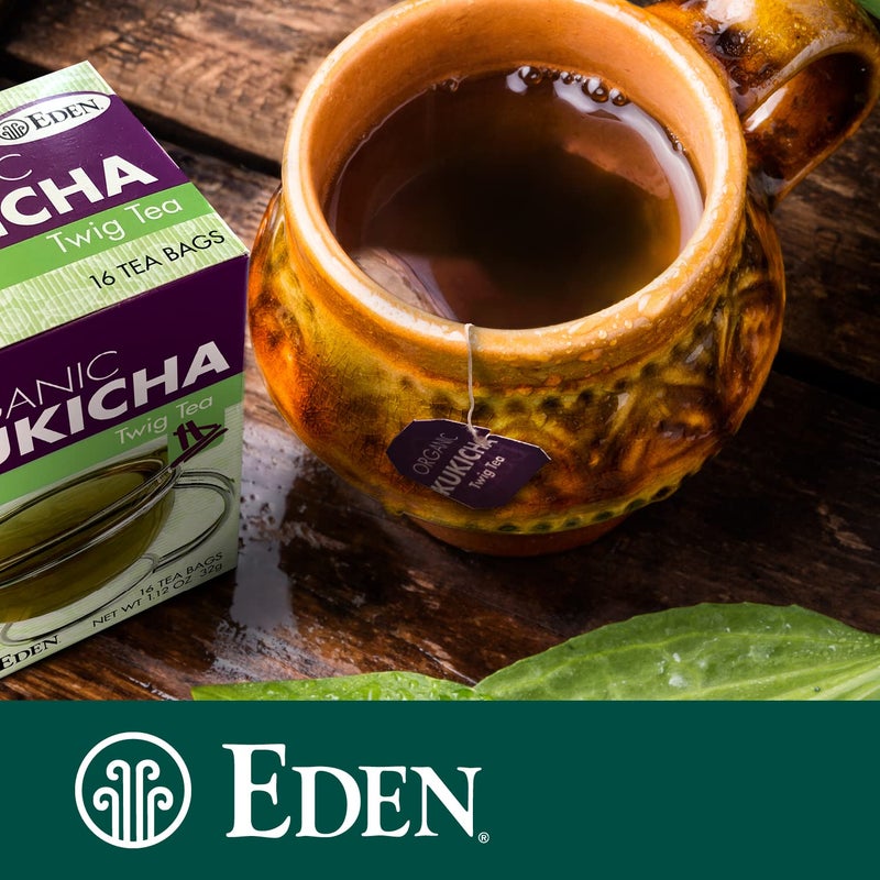 Eden Kukicha Organic Roasted Twig Tea, George Ohsawa Macrobiotic, Low Caffeine, 16 Unbleached Manila Tea Bags/Box (12) - Image 4