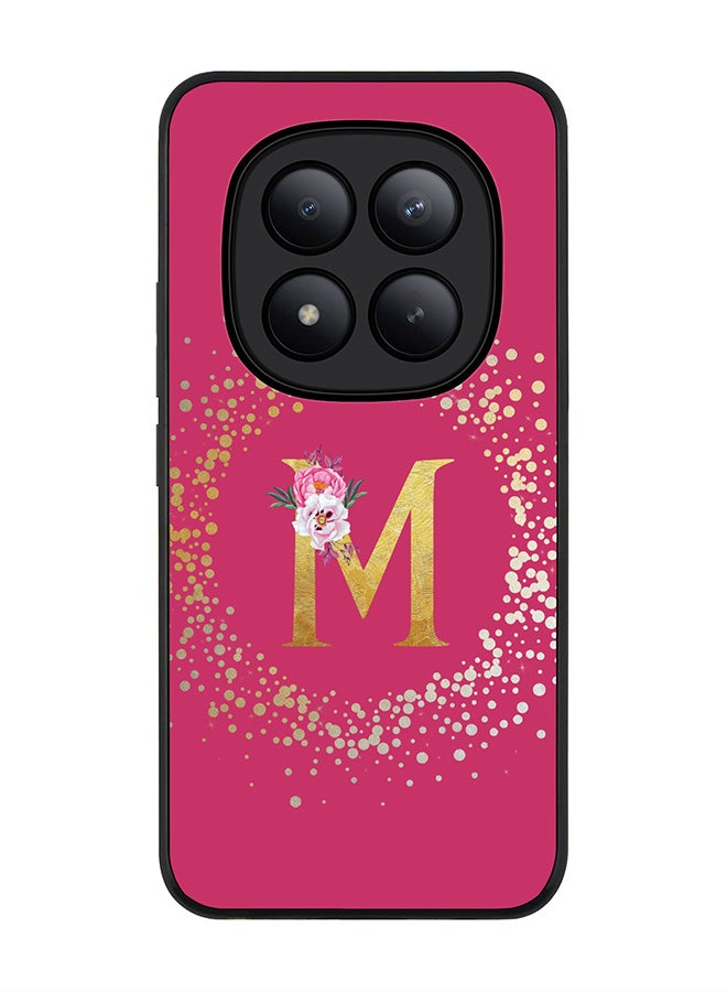 For Xiaomi Redmi Note 15 Pro+ / Poco M8 Pro Case,Slim fit Camera Protection, Shockproof Thin Phone cover  - Custom Monogram Floral - M ( Deep Pink )