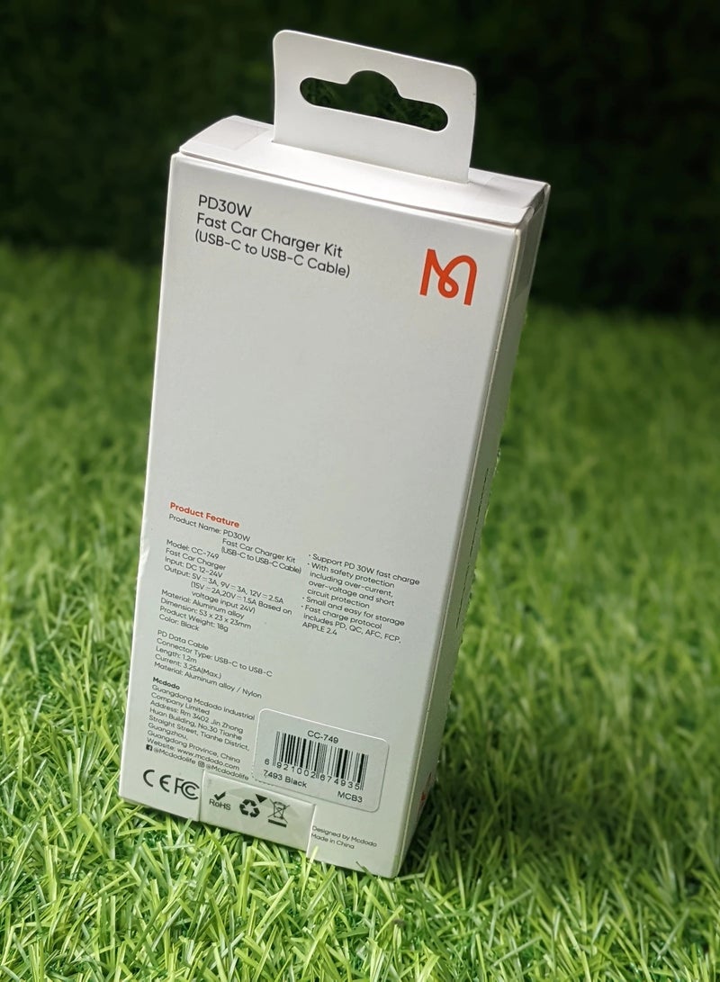 ELTRAZONE CC-749 PD 30W Fast Car Charger Kit with USB-C to USB-C Cable - Image 3